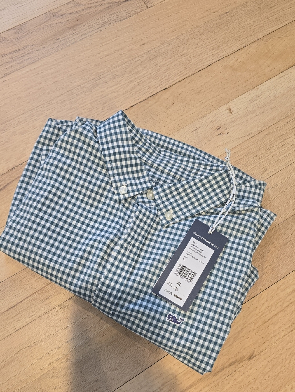 Vineyard Vines Green and White Gingham Button-Down Shirt